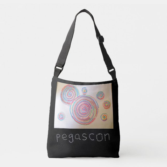 黒地も白地もある「縁結曼荼羅」のある クロスボディバッグ TRAGETASCHEN MIT LANGEN TRÄGERN (Vorderseite)