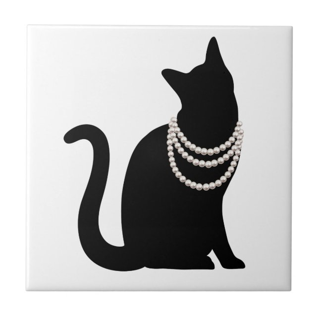 黒猫と宝石　タイル FLIESE (Vorderseite)