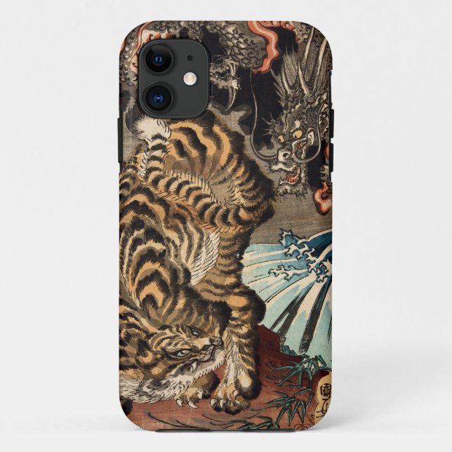 龍虎, 国芳 Tiger u. Drache, Kuniyoshi, Ukiyo-e Case-Mate iPhone Hülle (Rückseite)