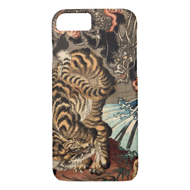 龍虎, 国芳 Tiger u. Drache, Kuniyoshi, Ukiyo-e Case-Mate iPhone Hülle (Rückseite)