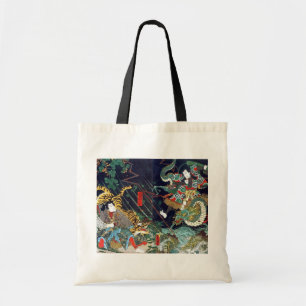 龍虎, 豊国 Drache u. Tiger, Toyokuni, Ukiyo-e Tragetasche