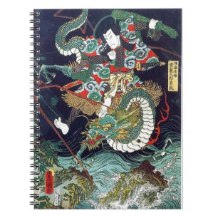 龍 虎, 豊, 国 Dragon & Tiger, Toyokuni, Ukiyo-e Notizblock