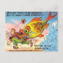 Suche nach fischen spaß postkarten Vintag