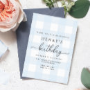 Suche nach blauer gingham einladungen Jungen geburtstagseinladung