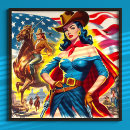 Suche nach vintage american flag poster Cowgirl
