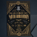 Suche nach art deco birthday einladungen Schwarz und gold