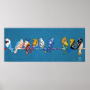 Suche nach vögel auf einem draht poster Vintag