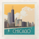 Suche nach chicago illinois untersetzer Vintages reiseplakat