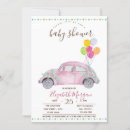 Suche nach rosa auto einladungen Babyparty