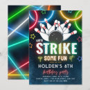 Suche nach bowlings party einladungen Von neon bowling