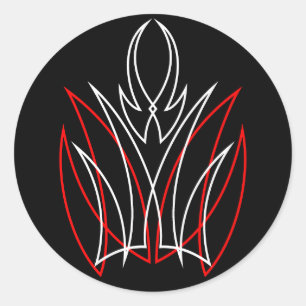 0001 Roter & Weißes Pinstripe Runder Aufkleber