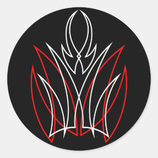 0001 Roter & Weißes Pinstripe Runder Aufkleber