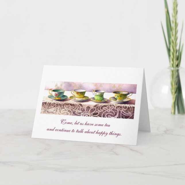 0001 Row of Teacups Chaim Potok Grußkarte Karte (Vorderseite)