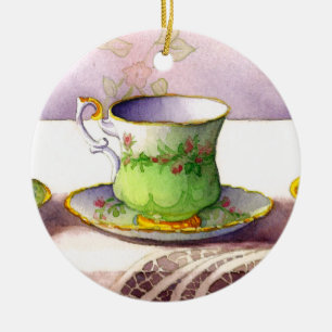 0001 Teacup on Lace Ornament