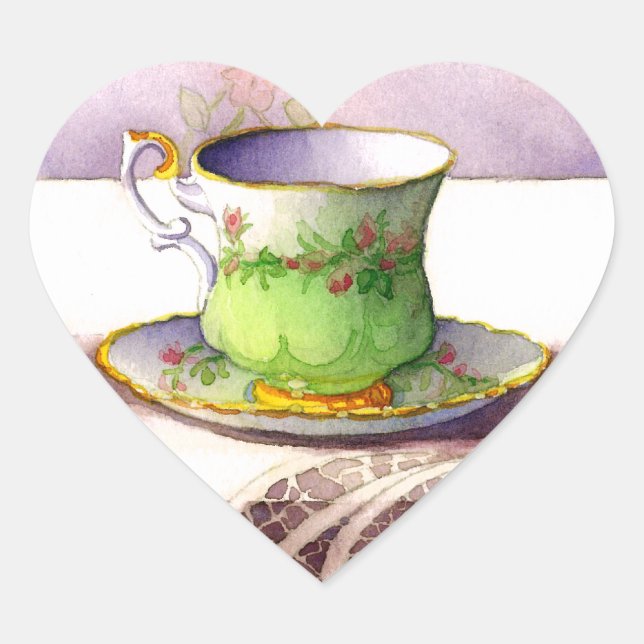 0001 Teacup on Lace Stickers (Vorderseite)