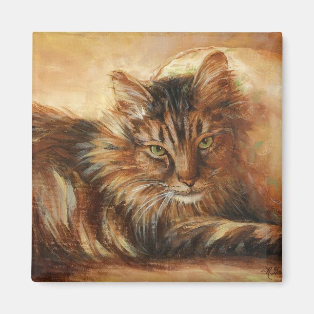 0005 Katze auf Pillow Magnet (Vorne)
