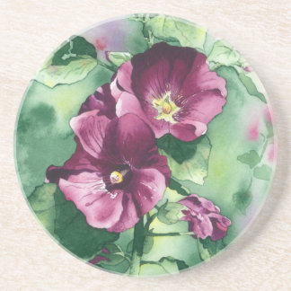 0007 Dorothys Hollyhocks-Sandstein-Untersetzer Getränkeuntersetzer