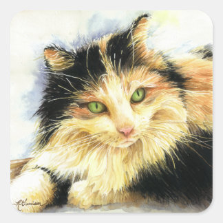 0010 Calico Cat Quadratischer Aufkleber