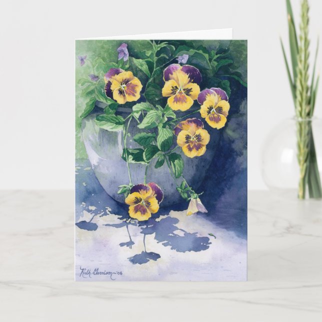 0011 Stiefmütterchen in Planter Sympathy Card Karte (Vorderseite)