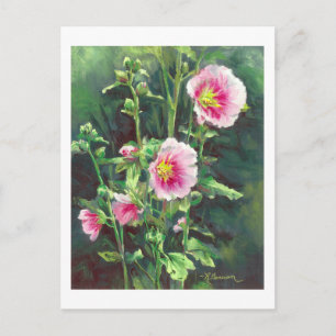 0013 Pink Hollyhocks Postkarte