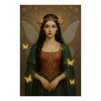 001_A fairy princess in teal green and crimson. Poster