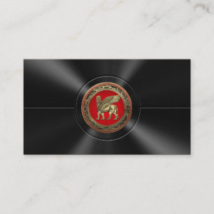 [001] Assyrian Winged Lion - Gold Lamassu Visitenkarte