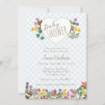 001 Himmel1 Gingham Garten Herz Blumen Baby-Party