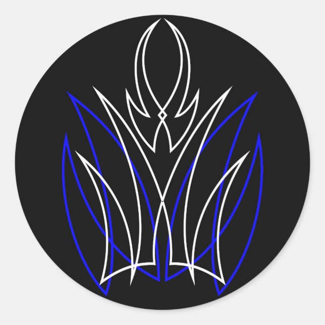001 Pinstripe Azul-Blanco Runder Aufkleber (Vorderseite)