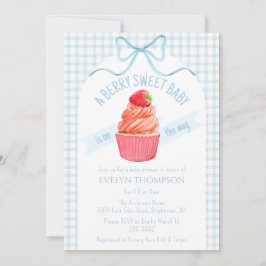001 Sky Blue Berry Sweet Strawberry Baby Shower Einladung