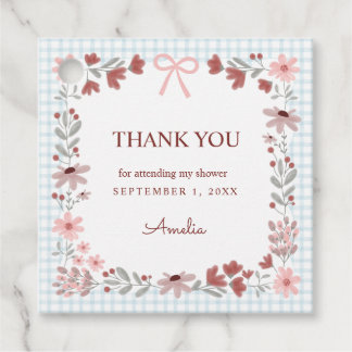 001 Sky Blue Wildflower Bow Frame Gingham Geschenkanhänger