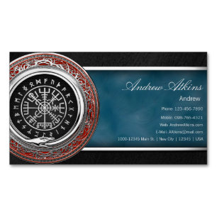 [001] Vegvisir - Viking Silver Magic Runic Compass Magnetische Visitenkarte