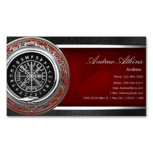 [001] Vegvisir - Viking Silver Magic Runic Compass Magnetische Visitenkarte