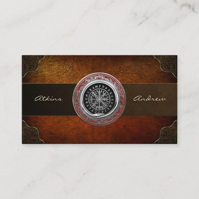 [001] Vegvisir - Vikings silberner magischer Runic Visitenkarte (Vorderseite)