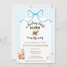 002 Blaue Eichhörnchen-Eichel-Gingham-Baby-Party-E