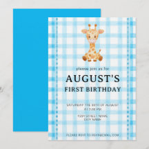 002 Cerulean Blaue Gitter Giraffe Geburtstagseinla