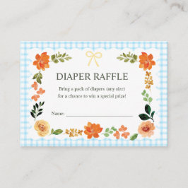 002 Cerulean Gingham Baby Shower Diaper Raffle Begleitkarte