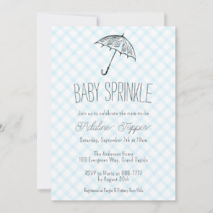 002 Cerulean Moderner Regenschirm Baby Sprinkle Gi Einladung