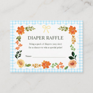 002 Himmelblaue Gingham-Baby-Shower-Windel-Raffel Begleitkarte