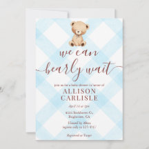 002 Himmelblauer Teddybär Gingham-Baby-Party