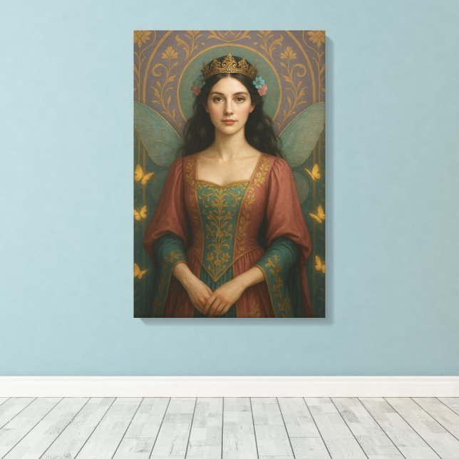 004_A fairy princess in muted rose and teal green. Leinwanddruck (Insitu (Holzboden))