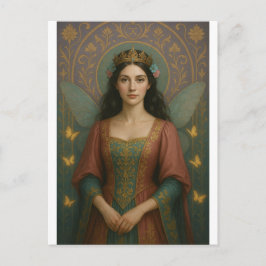 004_A fairy princess in muted rose and teal green. Postkarte