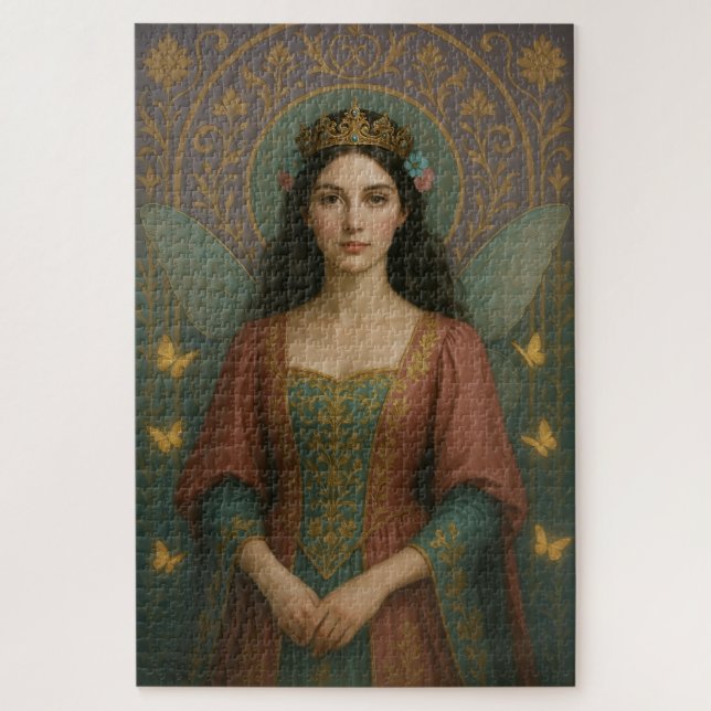 004_A fairy princess in muted rose and teal green. Puzzle (Vertikal)