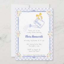 004 Indigo Blau Gingham Gießkanne Babyparty