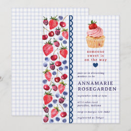 004 Indigo Blaue Beeren-Patch-Cupcake-Baby-Party Einladung