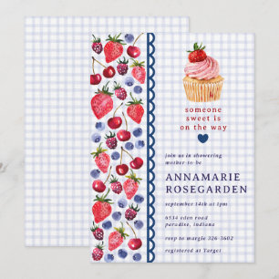 004 Indigo Blaue Beeren-Patch-Cupcake-Baby-Party Einladung