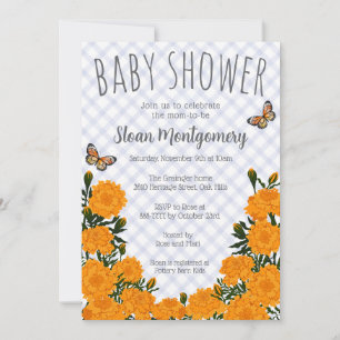 004 Indigo Monarchfalter Ringelblume Baby Shower Einladung