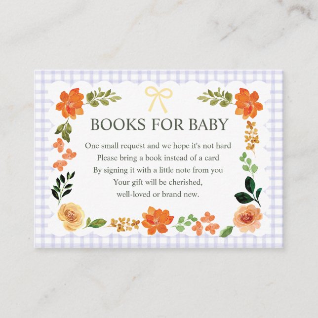 005 Iris Gingham Baby Shower Beilagekarte Begleitkarte (Vorderseite)