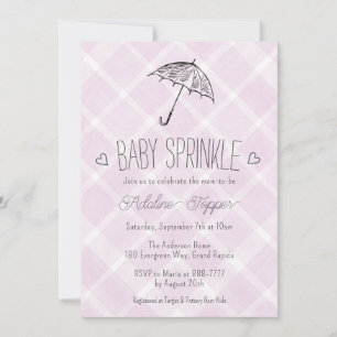 006 Wein Kariertes Regenschirm Baby Sprinkle Showe Einladung