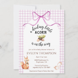 006 Wein Süßes Eichhörnchen Eichel Gingham-Baby-Pa Einladung