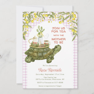 006 Weinlila Garten Tee Schildkröte Baby-Party Einladung
